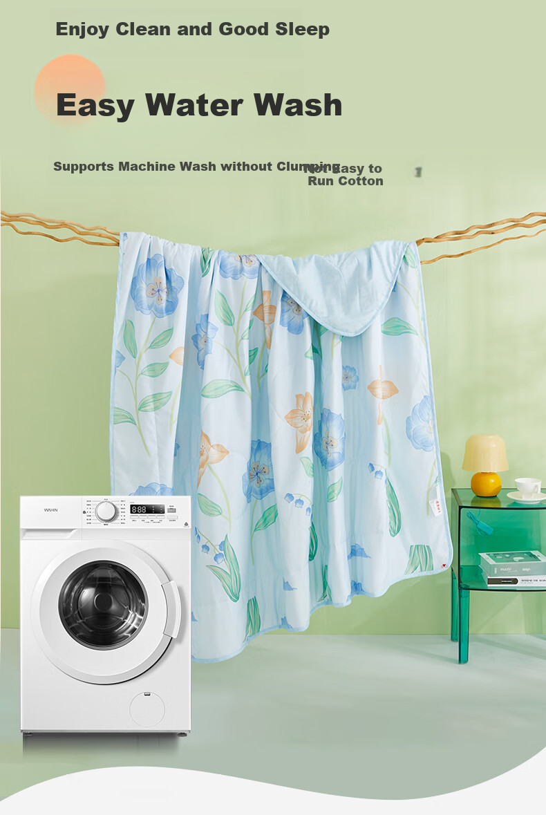 Hengyuanxiang Summer Cooling Quilt, Class A Antibacterial, 20% Soybean Fiber, Washable Air Conditioning Quilt for Summer, Wengchun 160*210cm 2