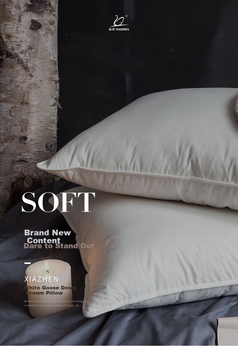 SHEONE Hotel Pillow, All-Cotton Feather Pillow, Soft Goose Down Pillow Core, Single Pack 48*74 1