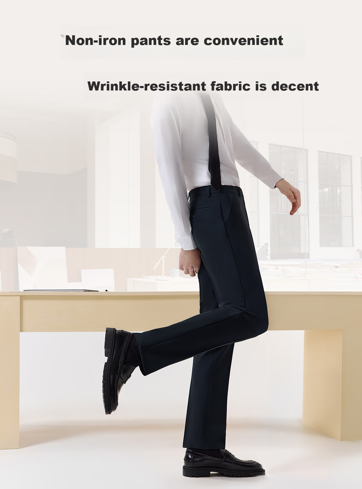 Hodo Wrinkle-Free Dress Pants for Men, Business Formal Wear, Draping Straight-Leg Professional Suit Trousers 4