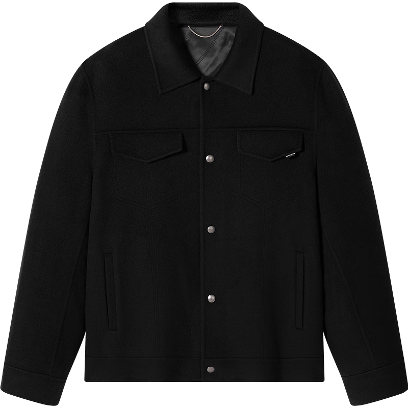 GXG Men's Black Full Wool Commuter Short Coat Mall Edition Black 185/XXL