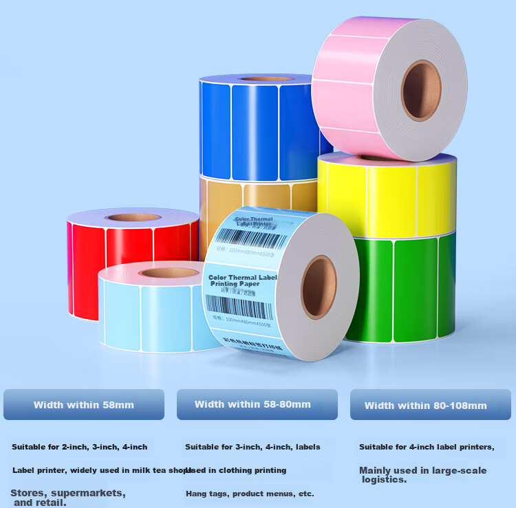 Surada 60x40mmx800 Colored Thermal Label Paper, Pink Thermal Paper, Colored Label Paper, Colored Thermal Printing Paper, Self-Adhesive Label Roll, BQ-0165 15