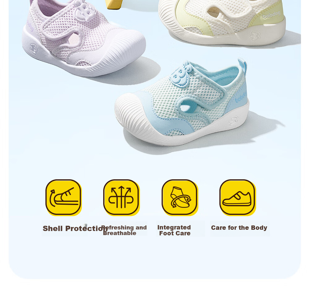 BOBDOG Children's Shoes, Baby Walking Sandals, Hollow Breathable Mesh, Soft Sole, Non-Slip, Boys And Girls Sneakers, Strawberry Pink, Size 23 2