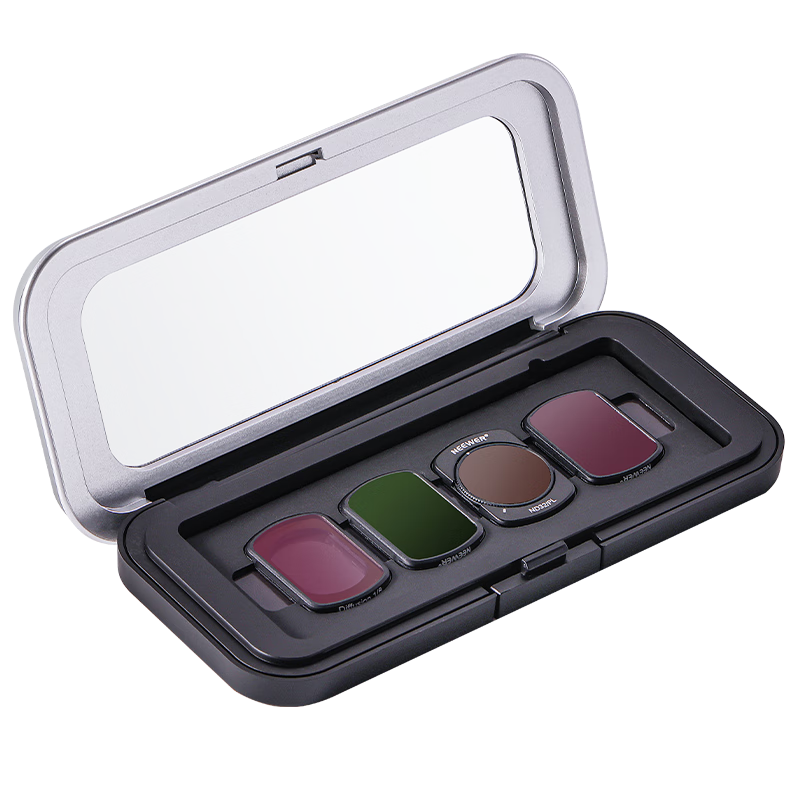 NEEWER DJI Pocket 3 Filter Lens Storage Case CPL ND Black Soft Wide Angle Lens Magnetic Empty Box 4-Piece Set