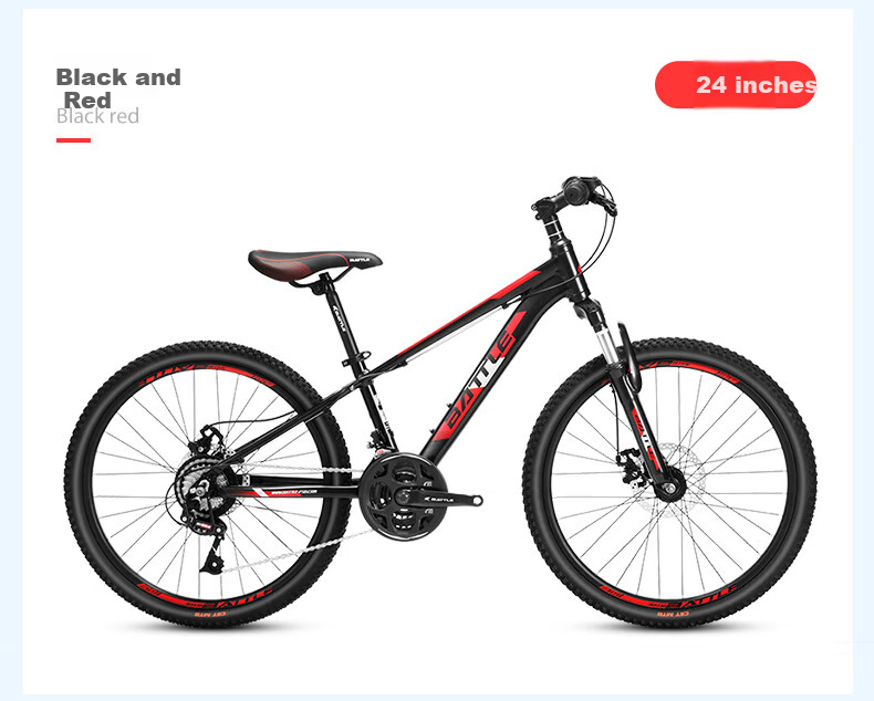 BATTLE Mountain Bike, 26-Inch, 24-Speed, for Men And Women, Adults, Students, Teenagers, City Leisure Off-Road Bike, Black And Red Color 12