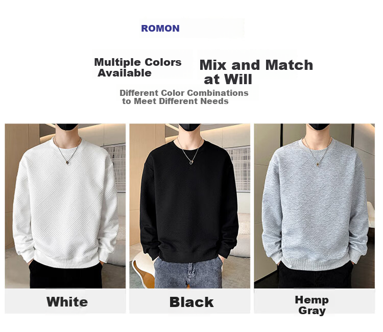 ROMON Men's Sweatshirt, Casual Long-Sleeve T-Shirt for Spring And Autumn, Men's Jacket, Clothing, Base Layer Top 2