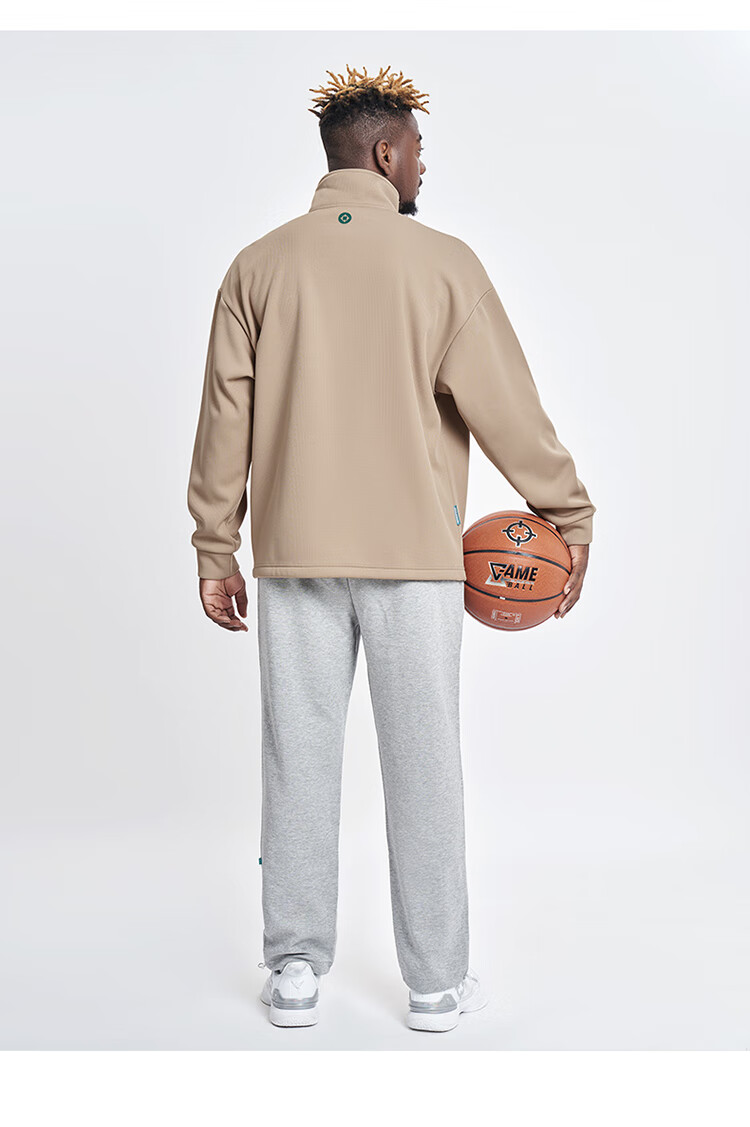 RIGORER Men's Autumn Winter Sports Jogger Pants American Basketball Casual Loose Straight Gray Knit Sweatpants 12