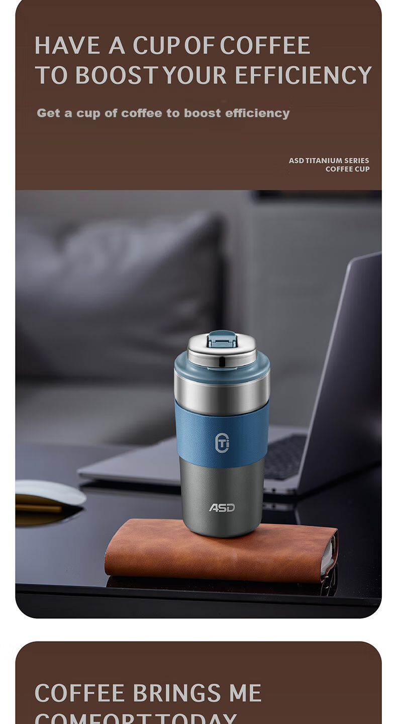 ASD Pure Titanium Insulated Mug High-End Business Tea Water Cup Compact Portable Travel Coffee Cup RWS42B15Q-TW 11