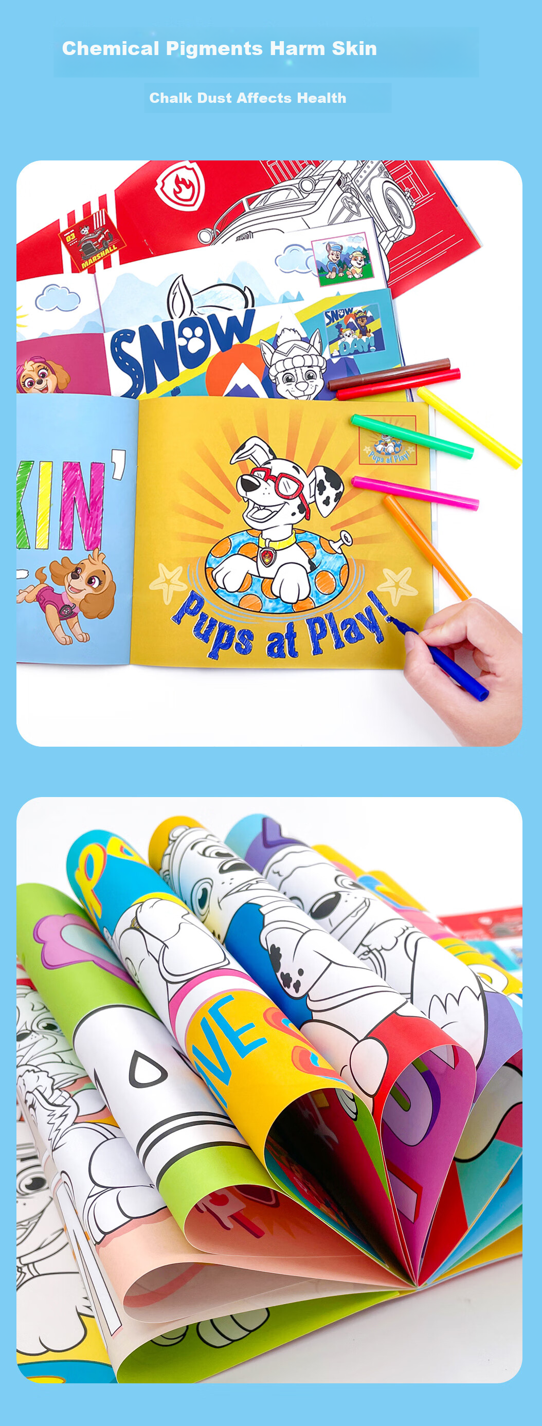 Dayanxiaowa Paw Patrol Coloring Book for Children's Drawing, Ages 3-6, Boys And Girls Doodle Painting Educational Toy Birthday Gift 4