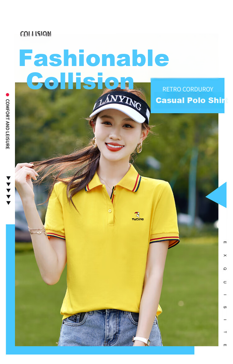 Woodpecker Pure Cotton Polo Shirt Women Short Sleeve Slim Fit Plus Size Casual Summer Top Dark Blue XL 1