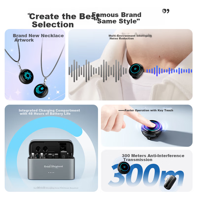 Haomuren Wireless Lavalier Microphone M9, Live Streaming Equipment for Streamers, TikTok Karaoke Interview Recording Microphone, Outdoor Professional Noise-Cancelling Mic, Button Microphone for Short Video Vlog