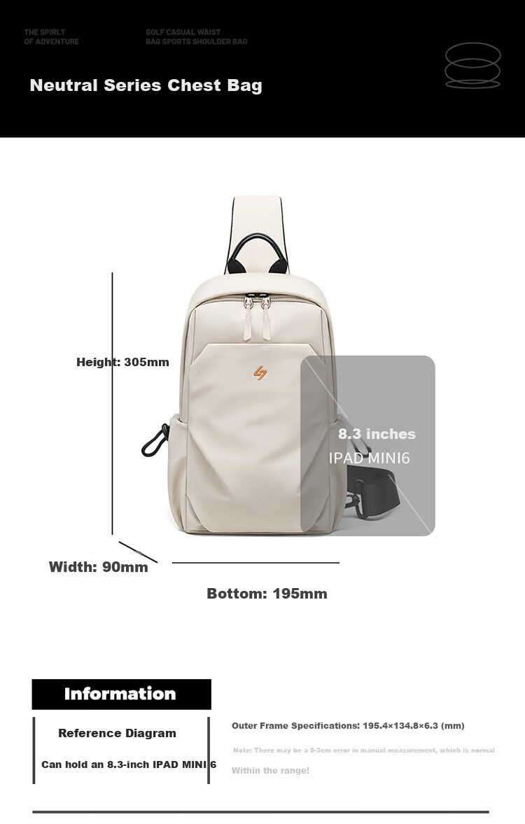 GOLF Chest Bag, Unisex Crossbody Bag, Casual Shoulder Bag, Large Capacity Phone And IPad Bag, Lightweight Cycling Sports Messenger Bag 19