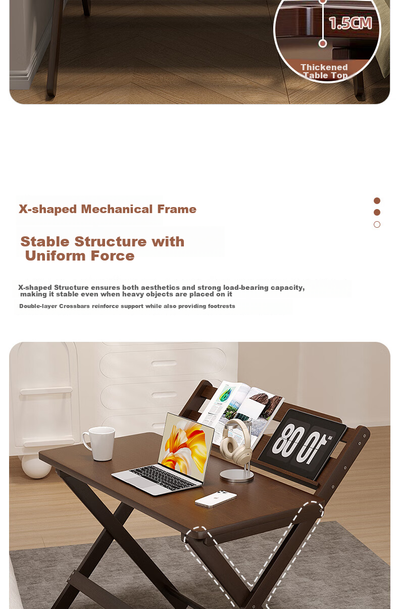 Yuanjing Desk, Study Table for Home Use, Adjustable Folding Computer Desk, Writing Desk, Small Apartment Office Desk, 80*40 4