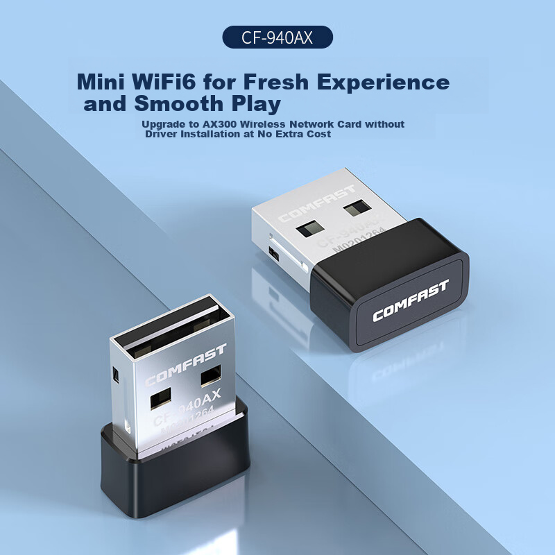 Wi-Fi адаптер COMFAST CF-940AX, USB, 2.4 ГГц, 286 Мбит/с, драйвер-фри, встроенная антенна, для ПК и ноутбуков
