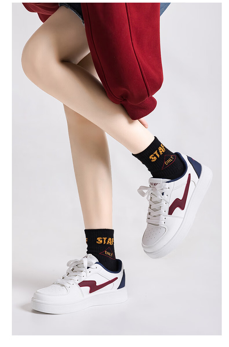 RENBEN Women's White Sneakers Ins Trendy Versatile 2026 New Student Korean Style High-End Popular Skate Shoes 7