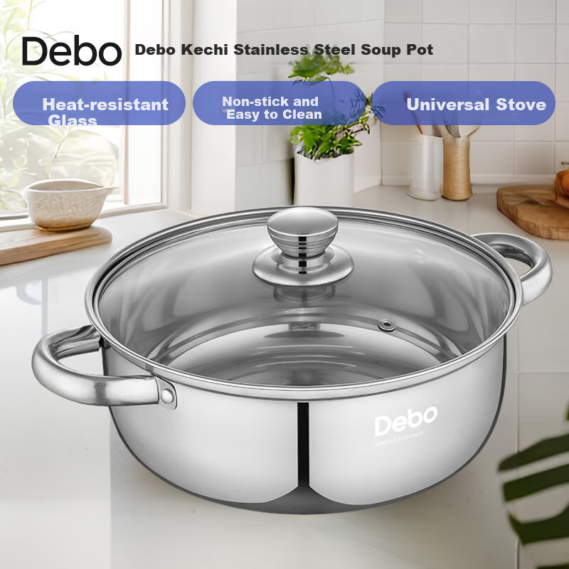 Кастрюля Debo Kaqi из нержавеющей стали 304, 26 см, для индукционных и газовых плит