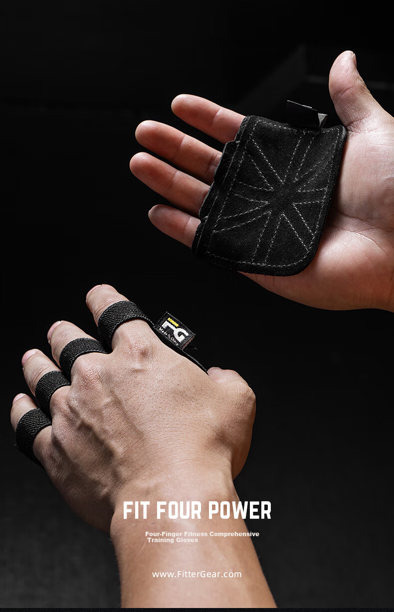 FITTER GEAR Fitness Gloves for Men, Single Bar Equipment Training, Weightlifting Cowhide Grip Assistance Band, Anti-Slip Palm Protection, Callus Preventio 1