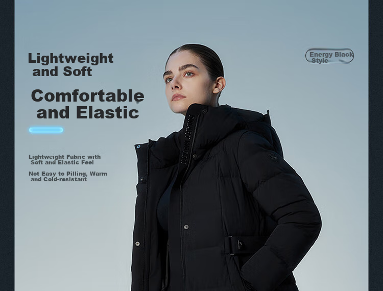 Tanboer Women's Long down Coat with Hood, Waist-Cinching Slimming Effect, Thickened Warm Ladies' down Jacket 550890D Aurora Black 160 12