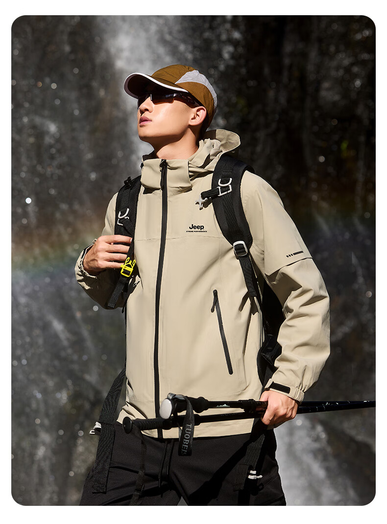 Jeep Men's and Women's 3-in-1 Outdoor Waterproof Windproof Detachable Fleece Hiking Jacket Coat 4