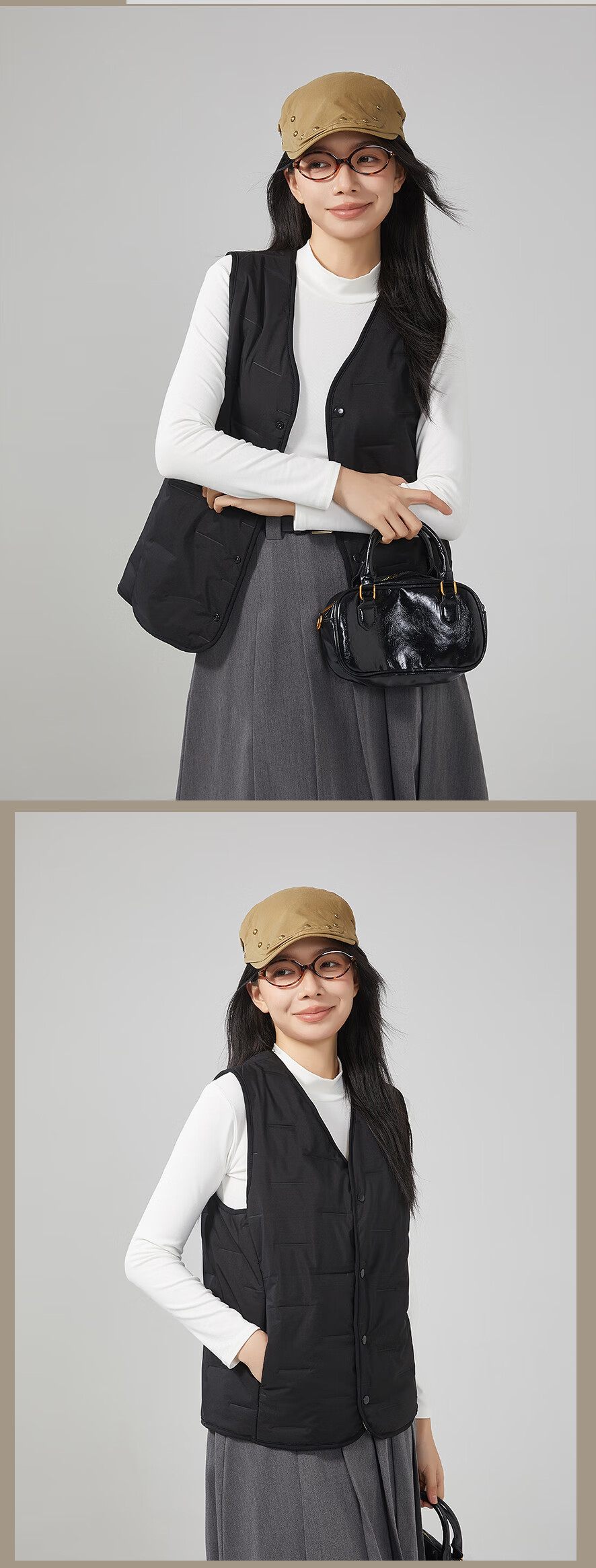 SNOWFLYING Women's Wool Filled Vest Autumn Winter Warm Lightweight Outerwear Layered Sleeveless Jacket 9