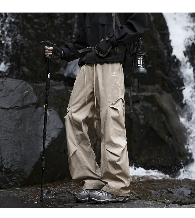 JEEP Men's Outdoor Functional Cargo Casual Pants Spring Tactical Sports Pants Black XL 6