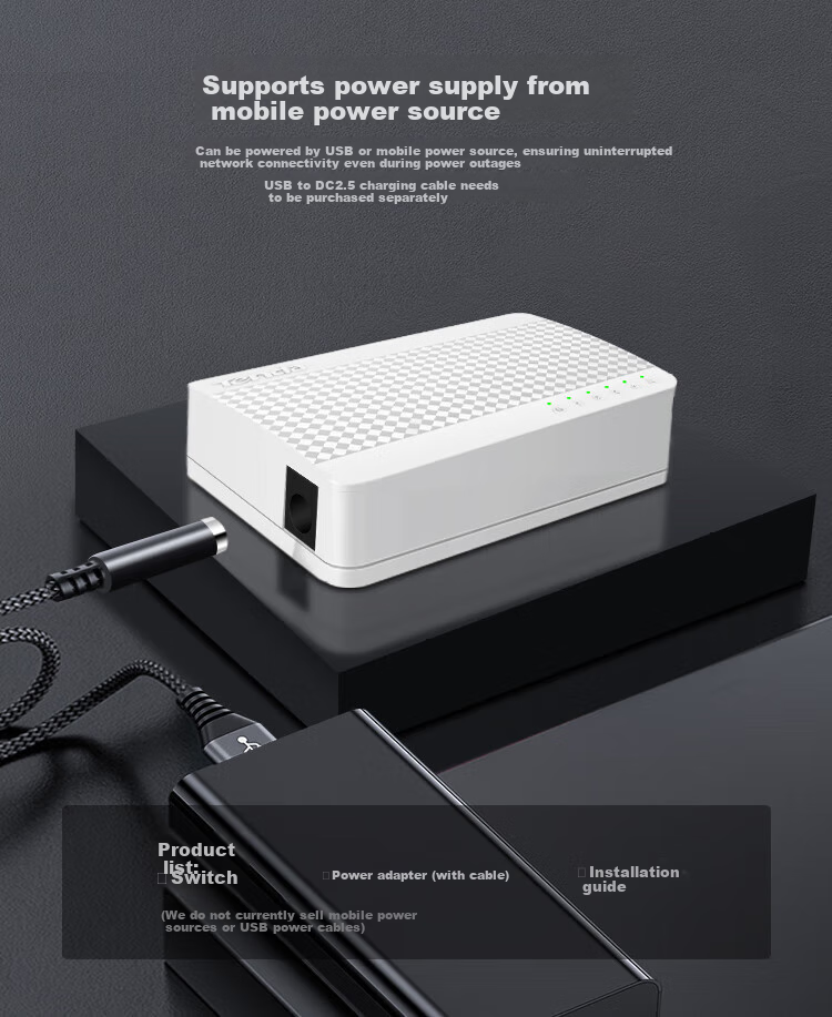 Tenda 5-Port Gigabit Switch, 4-Port Home Switch, Surveillance Network Cable Splitter, Flow Divider, Hub, Converter, Small HUB SG105 6