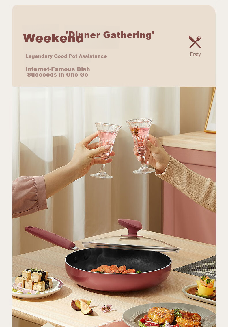 SUPOR Frying Pan, Non-Stick Fire-Red Dot Oil-Gathering Bottom Skillet, Stir-Fry Pan, 28cm Steak Pan EJ28HAP10 9