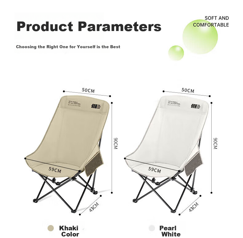 TAN XIAN ZHE Moon Chair Outdoor Folding Chair with Three Adjustable Height Settings High Back Lounge Chair Beach Chair Portable Fishing Stool 25
