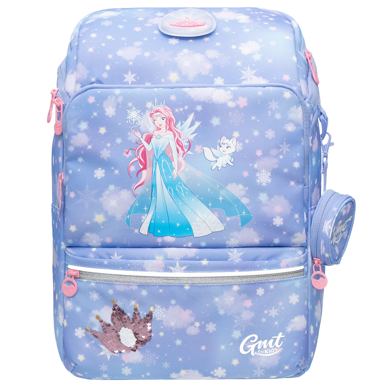 Gmt for Kids Backpack, Lightweight Spine-Protecting Schoolbag with Large Capacity, for Primary School Students, Boys And Girls in Grades One to Three, Small Size with Ice And Snow Princess Desig