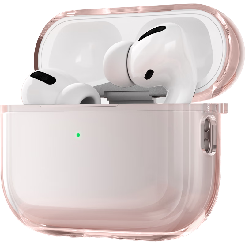 Pisen Compatible with AirPods Pro 3rd Generation Protective Case, AirPods Pro Third Generation Protective Case, Apple Wireless Bluetooth Earphone Protective Shell, Shockproof And Anti-Vibration Soft Case, Translucent Pink