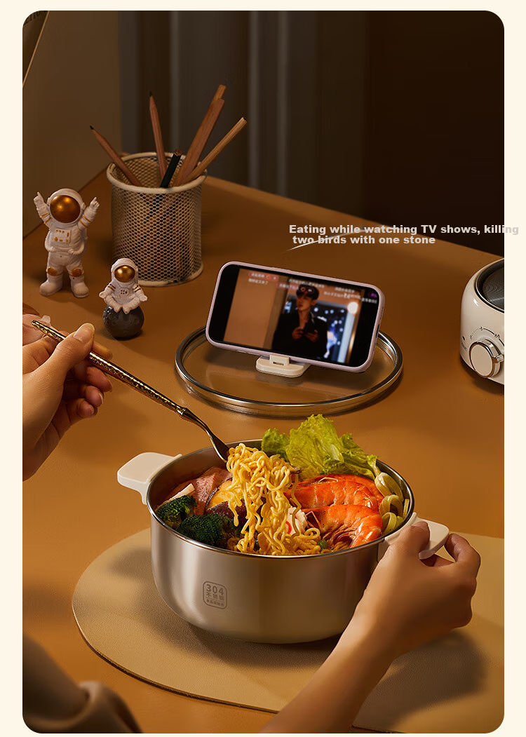 Liven Stainless Steel 0 Coating Electric Cooking Pot, Detachable Small Electric Pot, Electric Steamer, Small 1-2 Person Electric Hot Pot, Multi-Functional Pot with Steamer for Cooking And Steaming, 2L with Steamer DHG-J1851 6