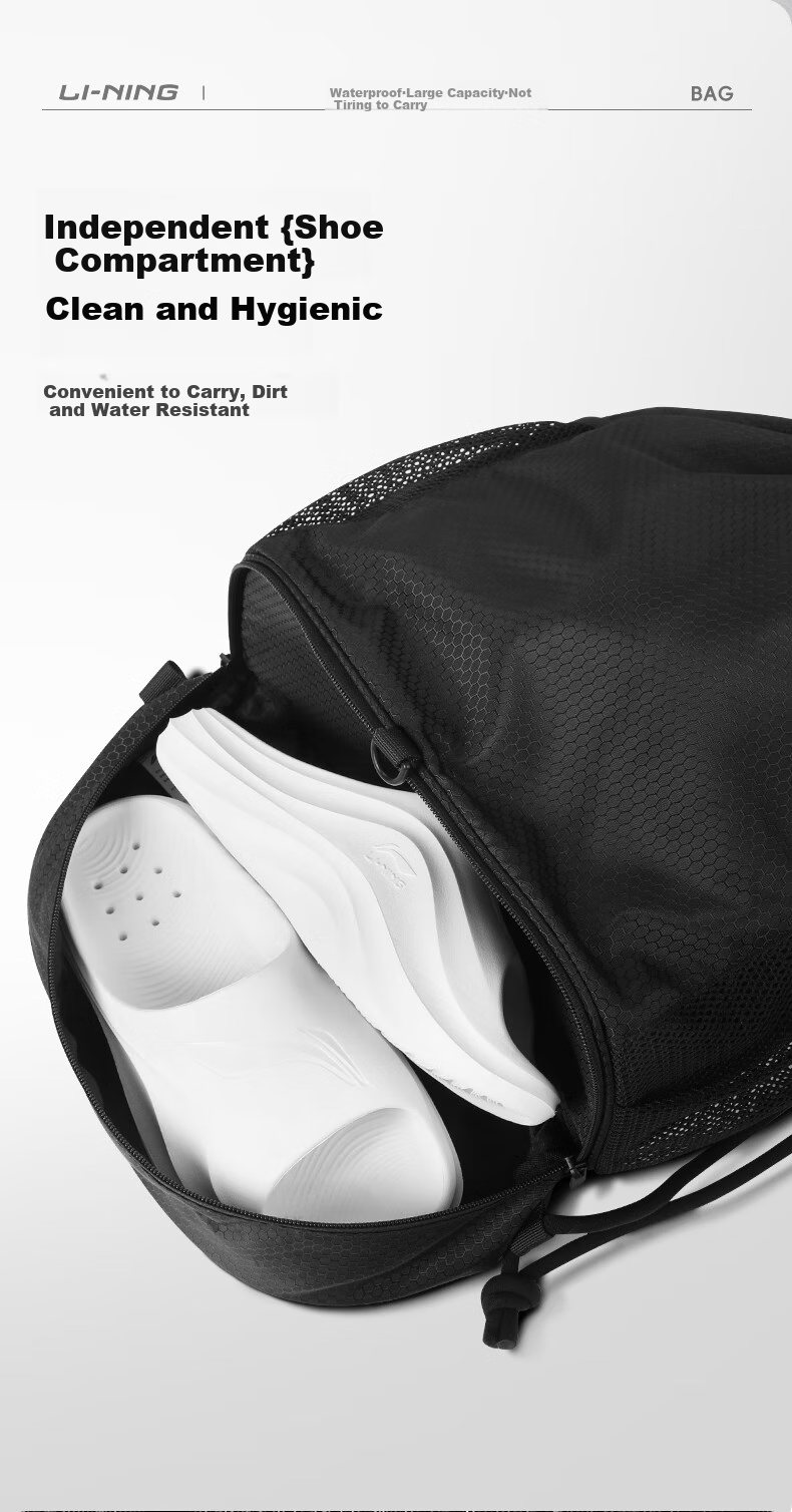 LI-NING Swimming Storage Bag Large Capacity Wet and Dry Separation Waterproof Backpack for Men and Women 7243 Green 4