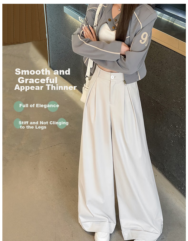 LangSha American-Style Wide-Leg Pants for Women, 2026 Spring/summer, High-Waisted Slimming Trousers, Suit Pants Style, Casual Pants for Wome 5
