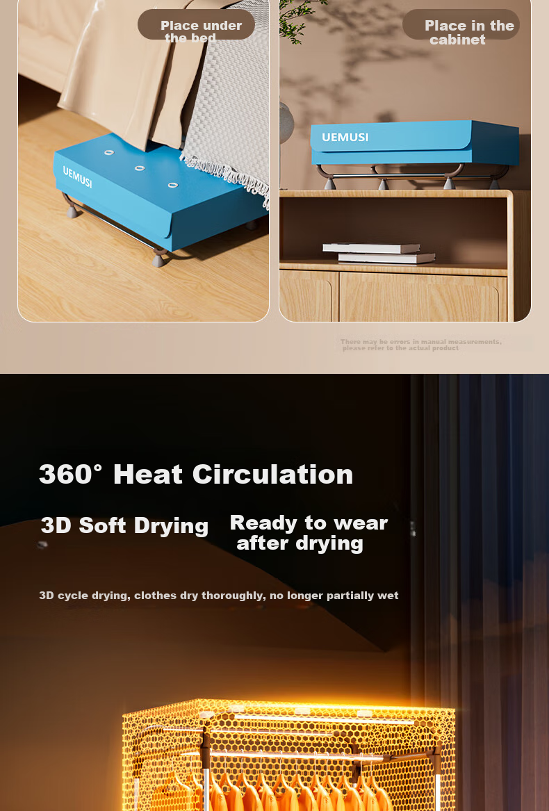 UEMUSI [No Installation Required] Clothes Dryer, Home Use, Easy to Install, Foldable, 650L Capacity, Clothes Drying Machine, Air Dryer, Large Wardrobe Dryer 2