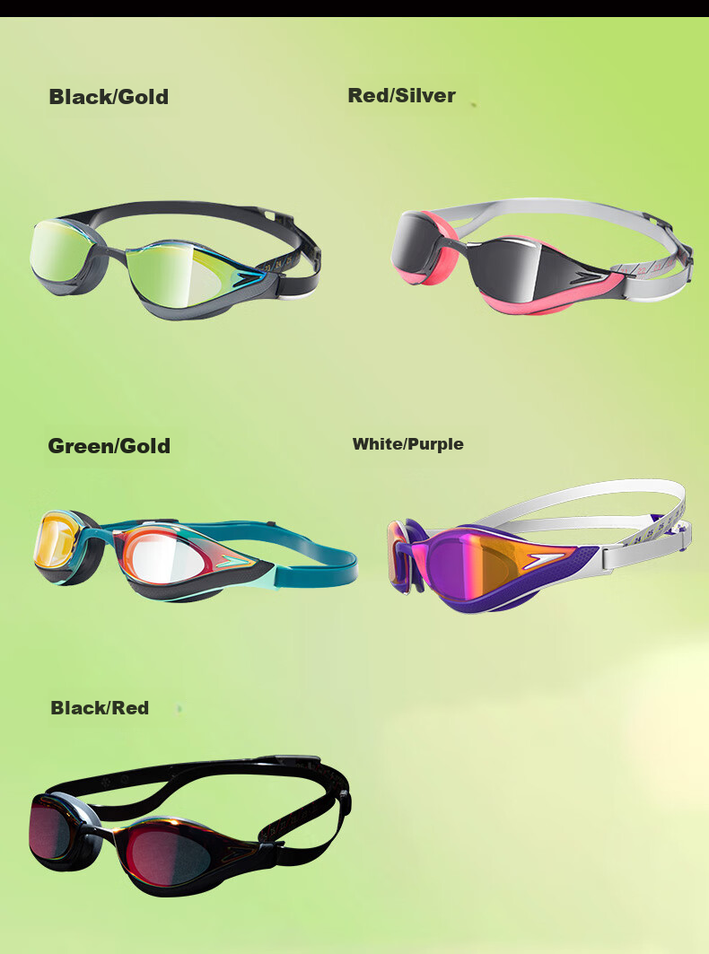 Speedo Shark Skin Series Pure Vision Japanese Imported Racing Training Anti-Fog Coated Swimming Goggles, Electric Yellow 10