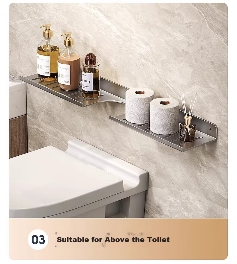 MUYA Mirror Bathroom Storage Rack, Toilet Washbasin Vanity Wall-Mounted Shelf, No Drilling Required, Bathroom Organizer 17