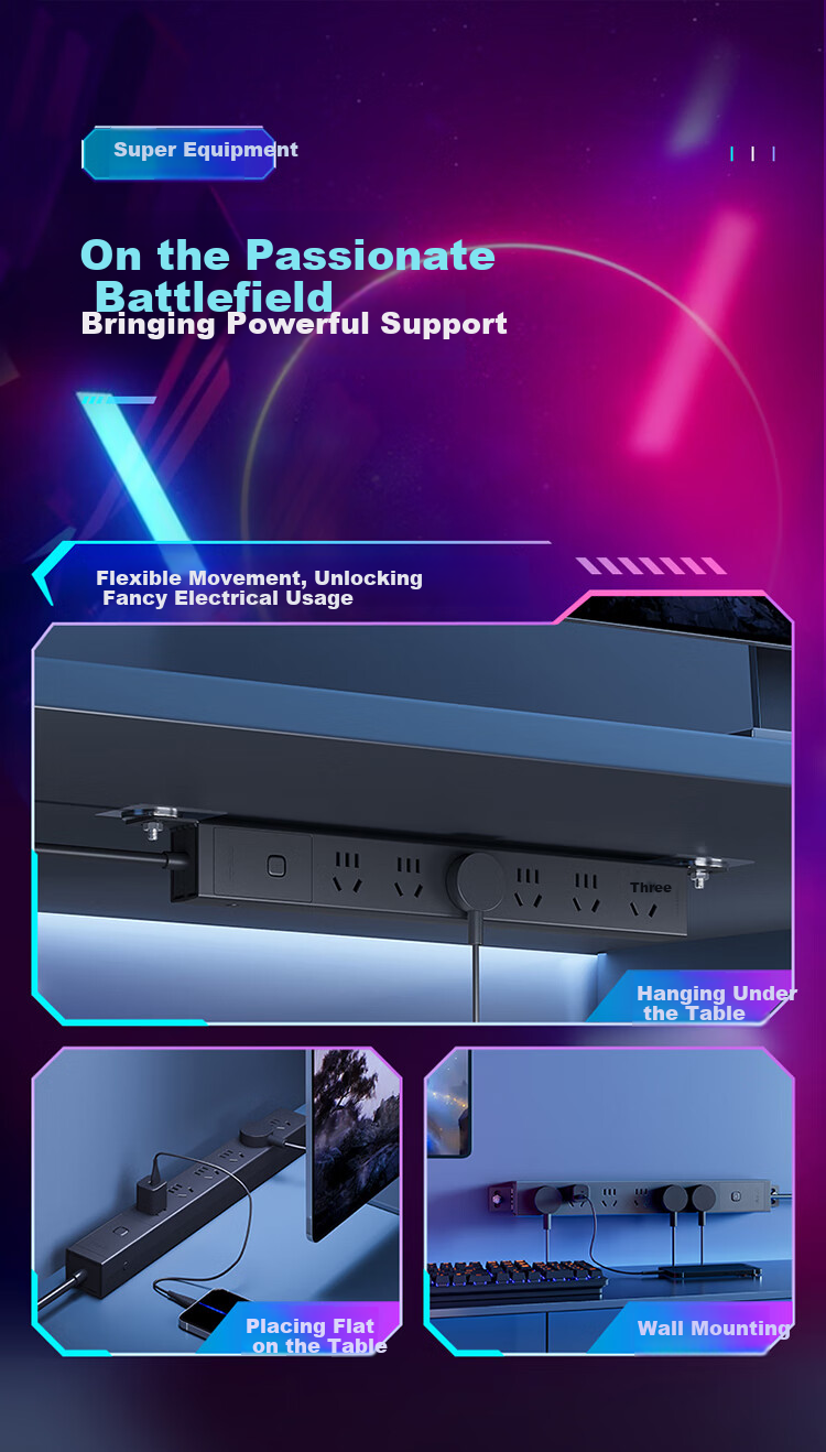 BULL PDU Desktop Overload Protection Under-Desk Gaming Cabinet Power Strip/Extension Cord/Power Bar/Power Strip, 6 Outlets with Master Switch, 1.8m Size, GNE-P106E Black 4
