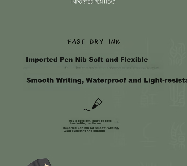 Deli Oriental Calligraphy Small Regular Script Elegant Brush Pen for Line Drawing Practice, Cangcang Color Soft Tip Calligraphy Brush for Students And Adults, Signature Practice And Invitation Writing Pen, 6 Pens/box DF8S 3