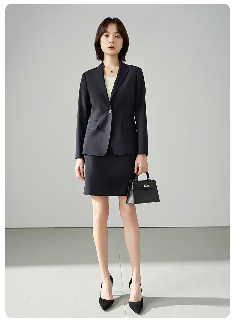 Miss Bird Navy Blue Interview Suit Skirt Set Women's Early Autumn Teacher Qualification Professional Waist-Cinched Blazer 9