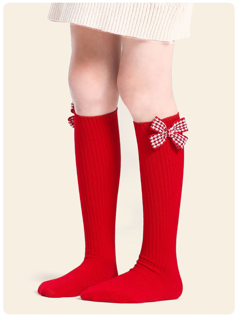 Barbie Children's Mid-Calf Socks Girls Red Cotton Socks High Tube Socks Baby New Year Socks Girl Zodiac Year Spring Autumn Red Socks 11