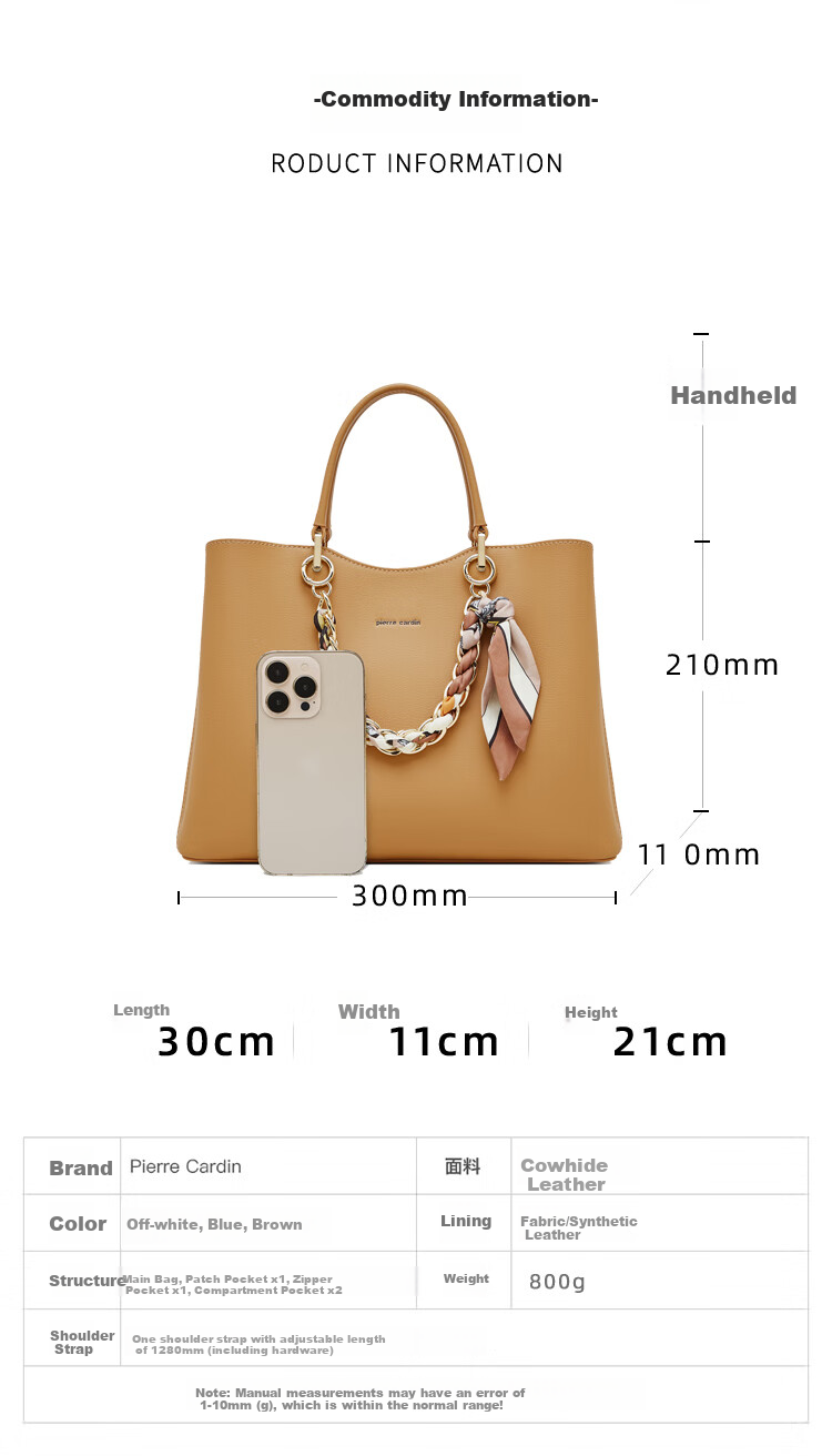 Pierre Cardin Women's Handbag, Tote Bag, Shoulder Bag, Crossbody Bag, Commuter Bag, Mom Bag, Holiday And Birthday Gift, Brown, with Free Gift Box 3