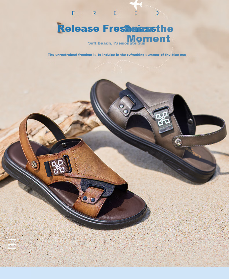 LAORENTOU Men's Beach Sandals, Summer Breathable Lightweight Metal Buckle Sandals, Casual Outdoor Shoes for Men LT13188 Black Size 43 1