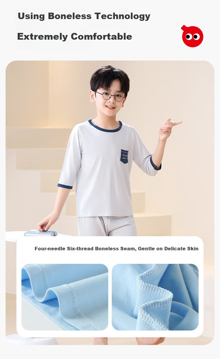 Hodo Modal Children's Pajamas, Big Kids' Short-Sleeve Ice Silk Cool-Feeling Summer Thin Breathable New Style Air Conditioning Home Wear Set 8