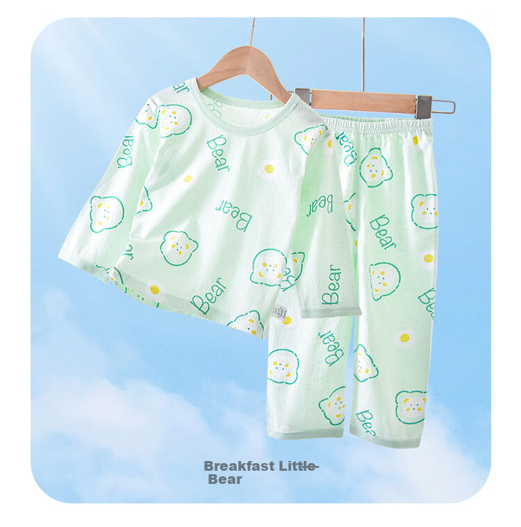DEESHA [100% Cotton] Children's Pajamas, Girls' Spring And Summer Thin Pure Cotton Loungewear, Long-Sleeve Air Conditioning Suit Set 9