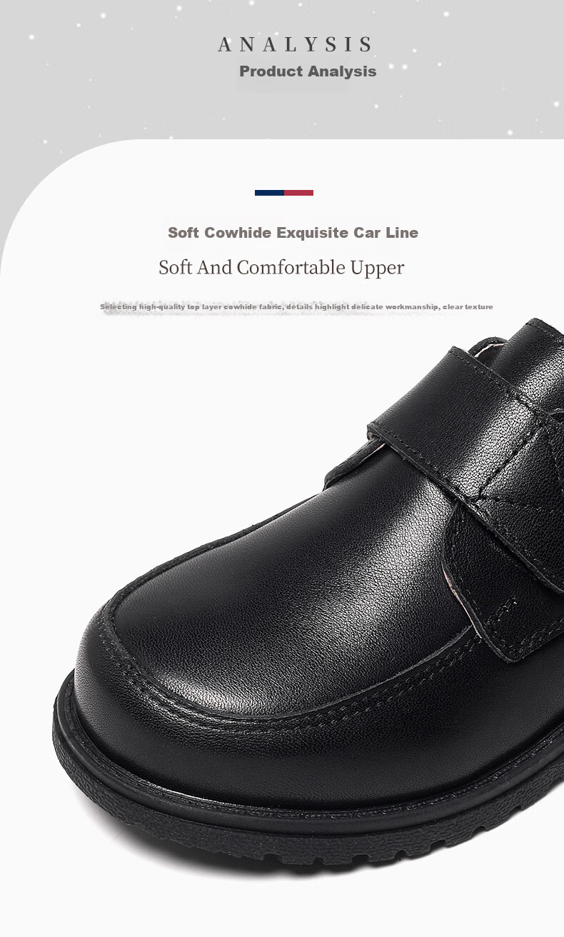Aokang Children's Shoes, Boys Leather Shoes, Black Soft-Soled Performance Shoes, Spring And Autumn New Style, British-Style Genuine Leather Performance Shoes for Older Childre 3