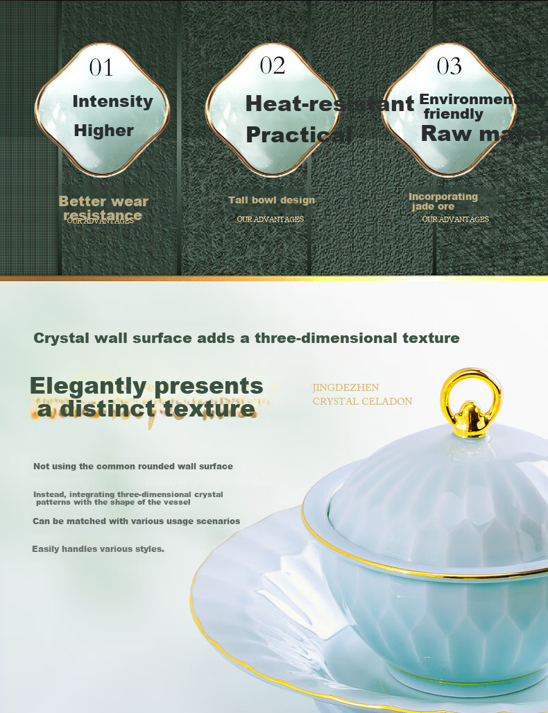 Guanpo 2025 Underglaze Color Bowl And Plate Set, High-End Tableware Set from Jingdezhen, Porcelain Bowls And Plates for Home Use, Housewarming Gift 5