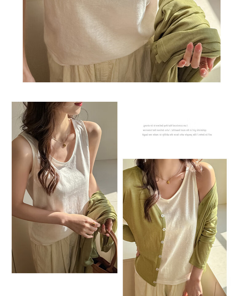 LangSha Snowflake Cotton Loose Fit Sleeveless Tank Top for Women, Casual Layering Vest, Japanese Style Sleeveless Shirt 19