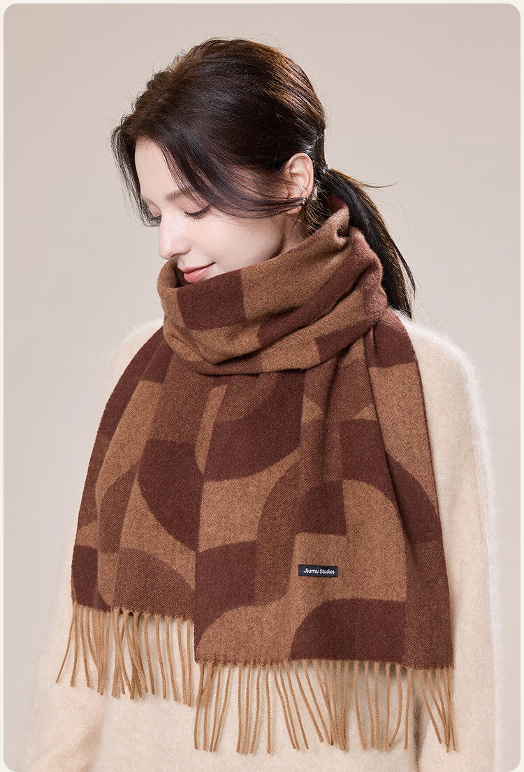JIUMU Pure Wool Scarf for Women Autumn Winter Warm Shawl Gift Box New Year Birthday Gift for Girls 4