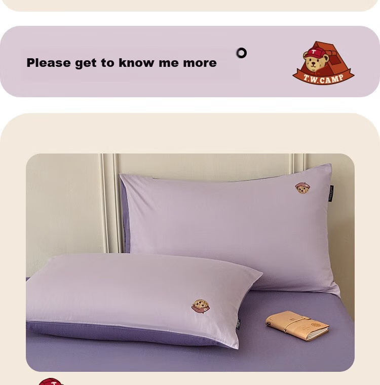 Teenie Weenie Class A Pure Cotton Three-Piece Set, All-Cotton Washed Cotton Single Bed Sheet, Duvet Cover, Bedding for Student Dormitory, 1.2m Bed, Gray Purple + Dark Purple 21