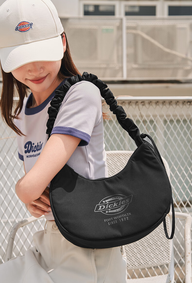 Dickies Women's Shoulder Bag Cloud Bag Sports Commuter Underarm Crossbody Travel Large Capacity Dumpling Bag Graphite Black 20