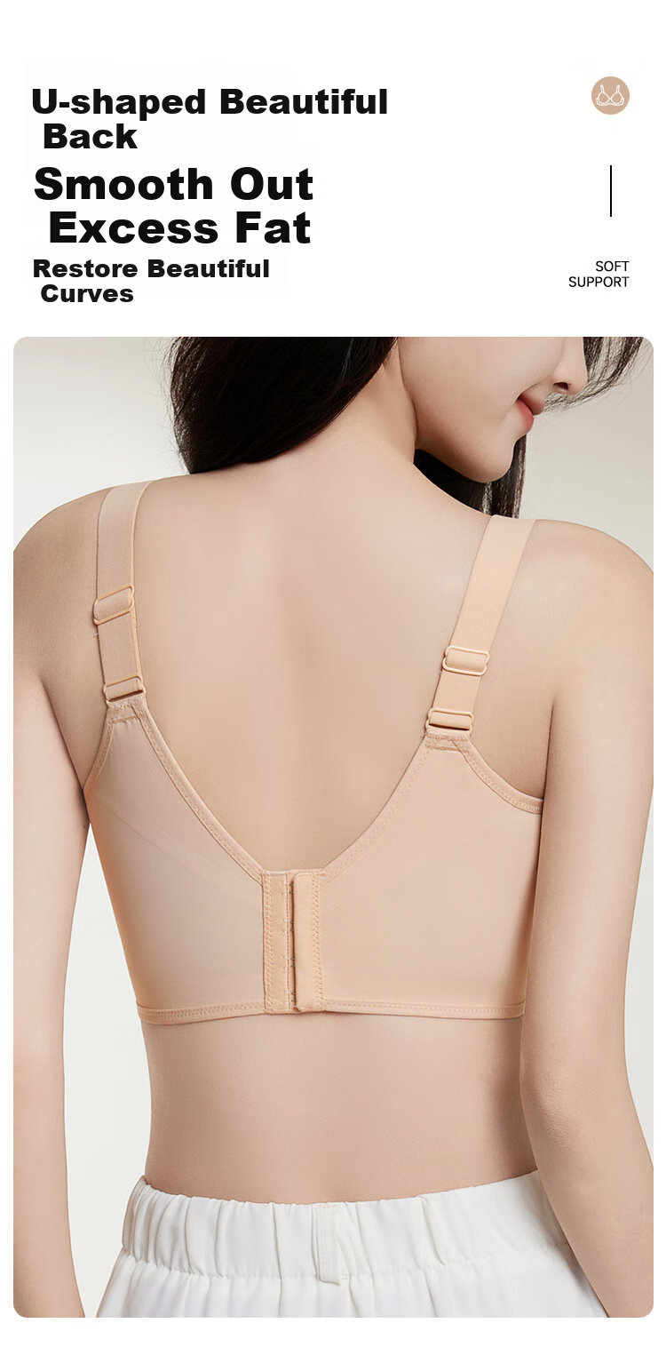 GRACEWELL Seamless Thin Rabbit Ear Cup Bra for Women, Foundation Liquid Skin, Large Breast Minimizing, Anti-Sagging, Side Support Adjustment Brassiere 17